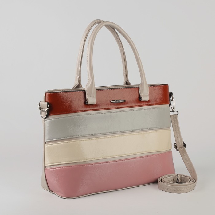 Сумка женская, отдел с перегородкой на молнии, наружный карман, длинный ремень, цвет молочный