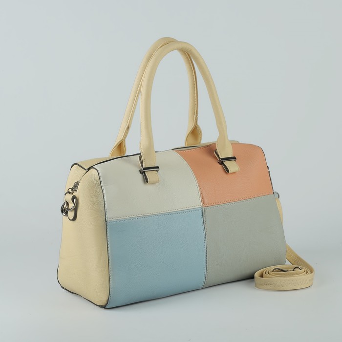 Сумка женская, отдел на молнии, наружный карман, длинный ремень, цвет бежевый