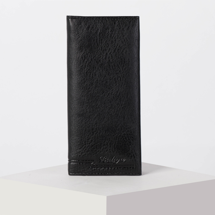 Портмоне мужское, 3 отдела, для карт, на магните, наружный карман, цвет чёрный