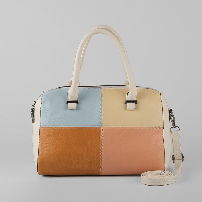 Сумка женская, отдел на молнии, наружный карман, длинный ремень, цвет белый