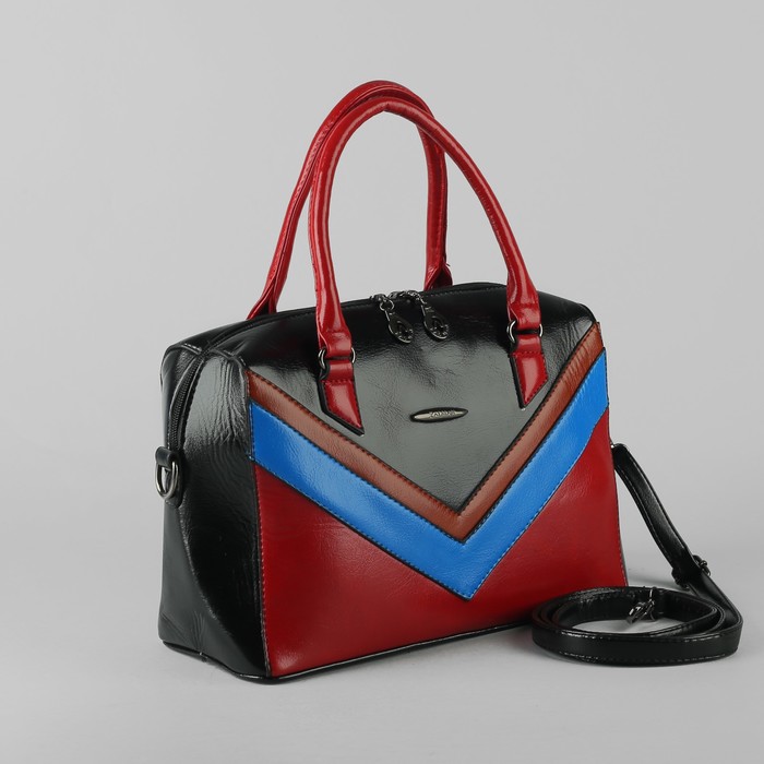 Сумка женская, отдел на молнии, наружный карман, длинный ремень, цвет чёрный