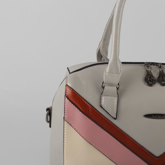 Сумка женская, отдел на молнии, наружный карман, длинный ремень, цвет серый