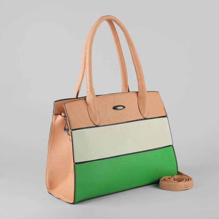 Сумка жен L-8861, 32*12*25, отд с перег на молнии, н/карман, длин ремень, персиковый