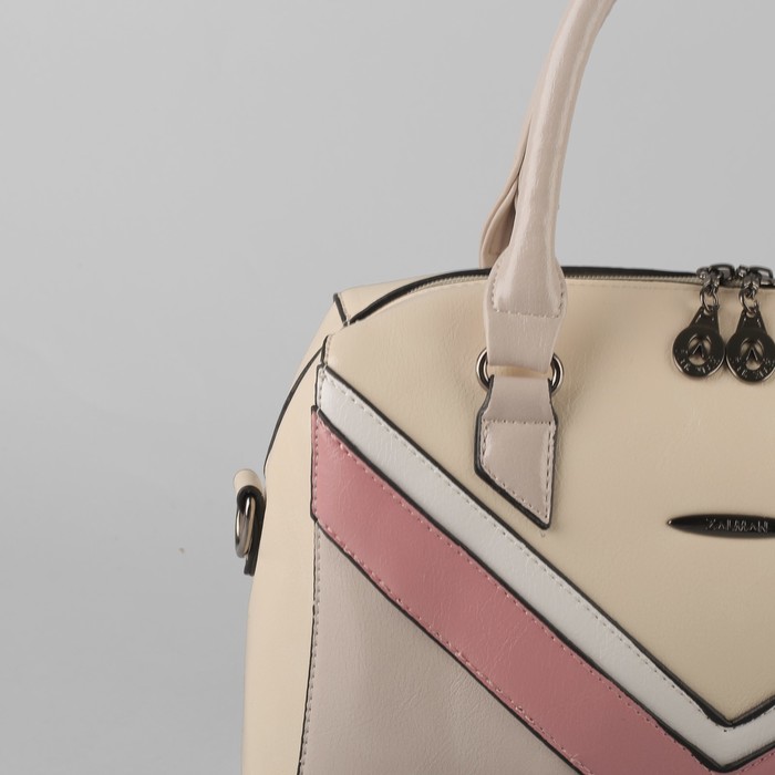 Сумка женская, отдел на молнии, наружный карман, длинный ремень, цвет бежевый