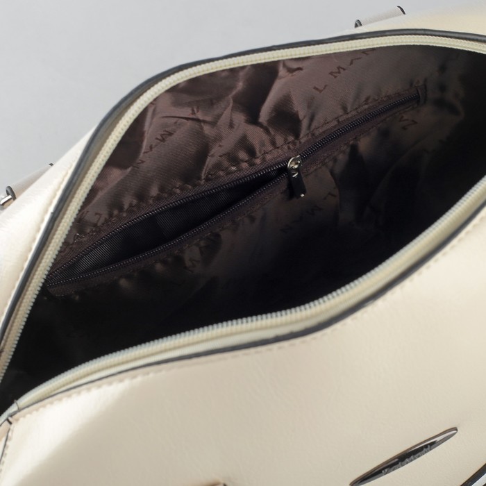 Сумка женская, отдел на молнии, наружный карман, длинный ремень, цвет бежевый