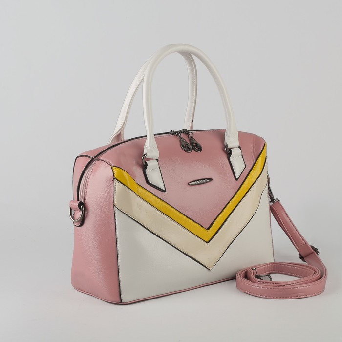 Сумка женская, отдел на молнии, наружный карман, длинный ремень, цвет розовый