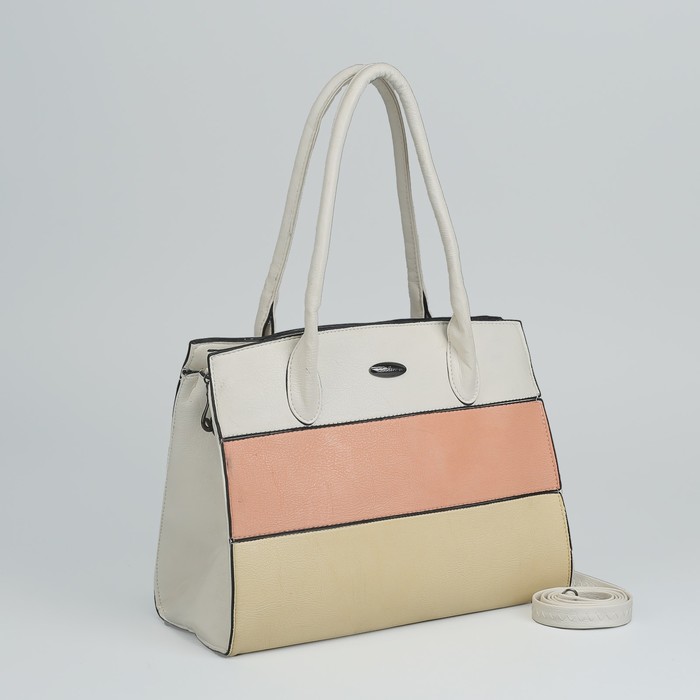 Сумка женская, отдел с перегородкой на молнии, наружный карман, длинный ремень, цвет белый