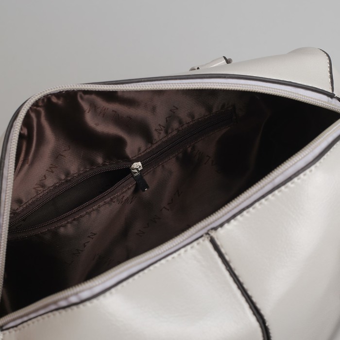 Сумка женская, отдел на молнии, наружный карман, длинный ремень, цвет серый