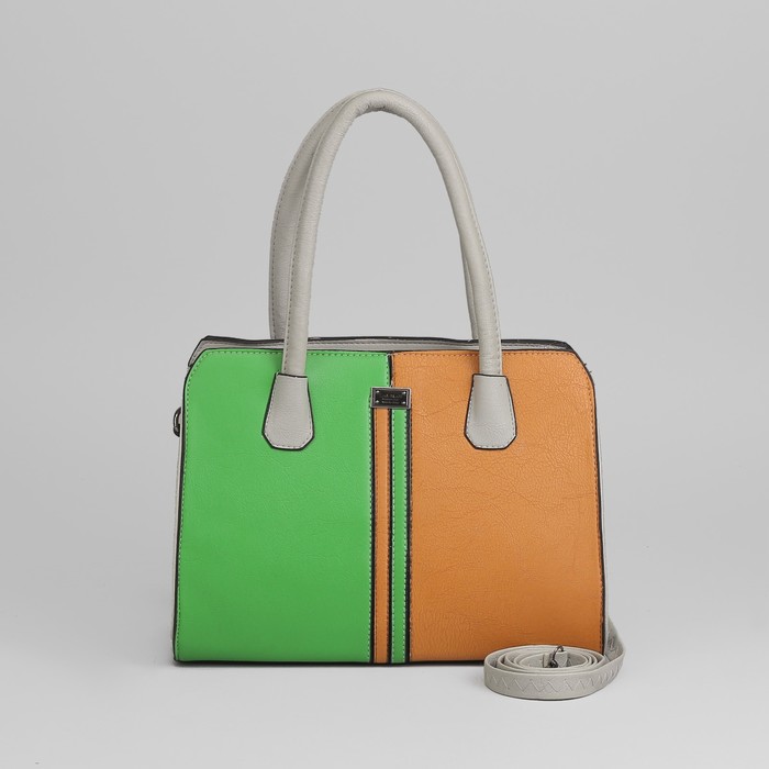 Сумка женская, отдел с перегородкой на молнии, наружный карман, длинный ремень, цвет серый