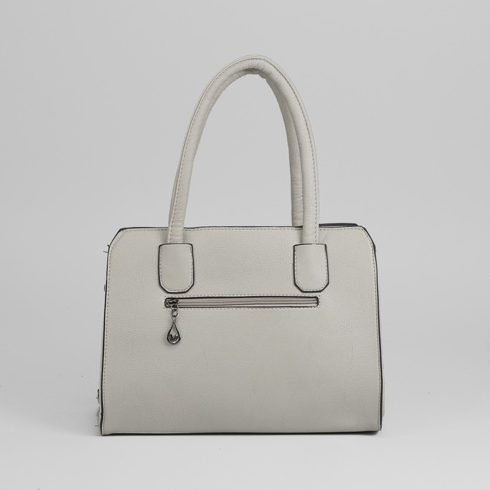 Сумка женская, отдел с перегородкой на молнии, наружный карман, длинный ремень, цвет серый