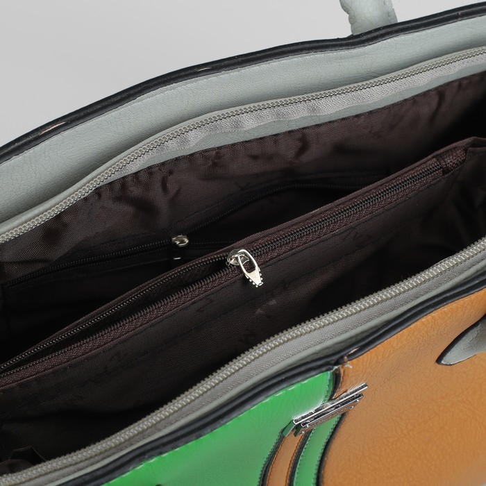 Сумка женская, отдел с перегородкой на молнии, наружный карман, длинный ремень, цвет серый