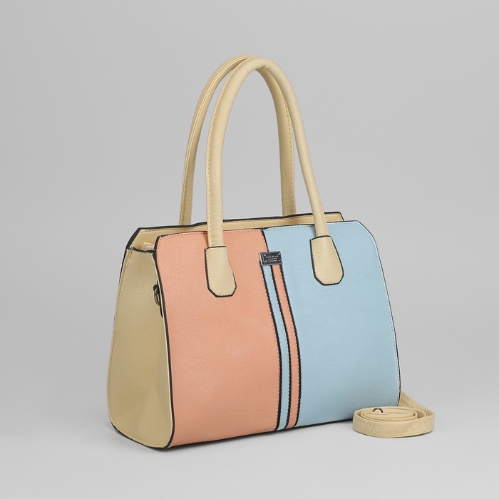 Сумка женская, отдел с перегородкой на молнии, наружный карман, длинный ремень, цвет бежевый