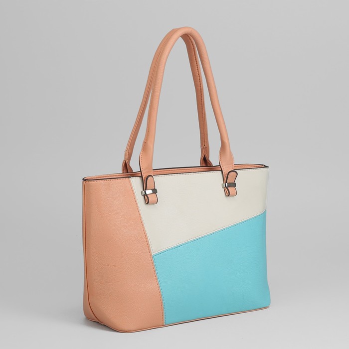 Сумка женская на молнии, отдел с перегородкой, наружный карман, цвет персиковый