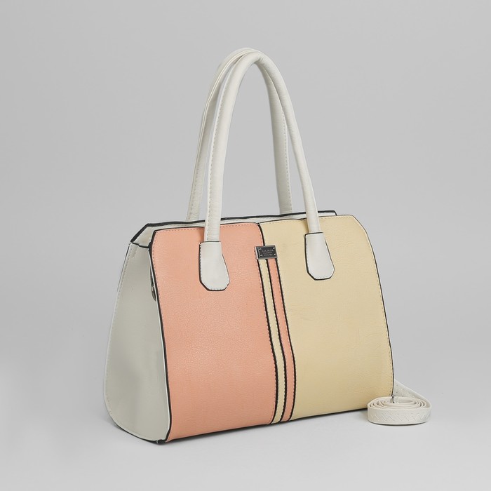 Сумка женская, отдел с перегородкой на молнии, наружный карман, длинный ремень, цвет белый