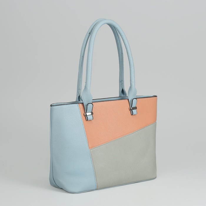 Сумка женская, отдел с перегородкой на молнии, наружный карман, цвет голубой