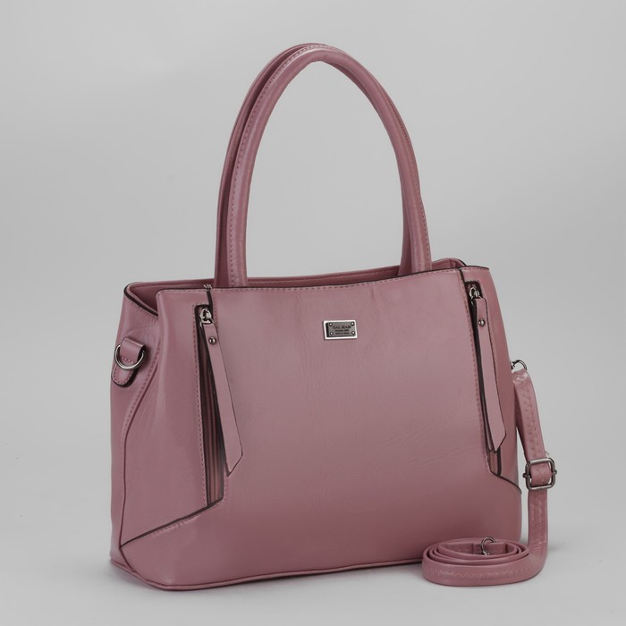 Сумка женская, отдел с перегородкой на молнии, 3 наружных кармана, длинный ремень, цвет розовый