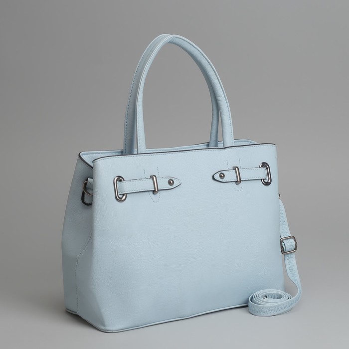 Сумка женская, отдел с перегородкой на молнии, наружный карман, длинный ремень, цвет голубой