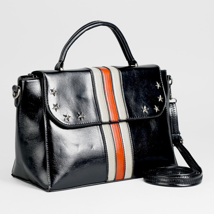 Сумка женская, отдел с перегородкой на молнии, наружный карман, длинный ремень, цвет чёрный