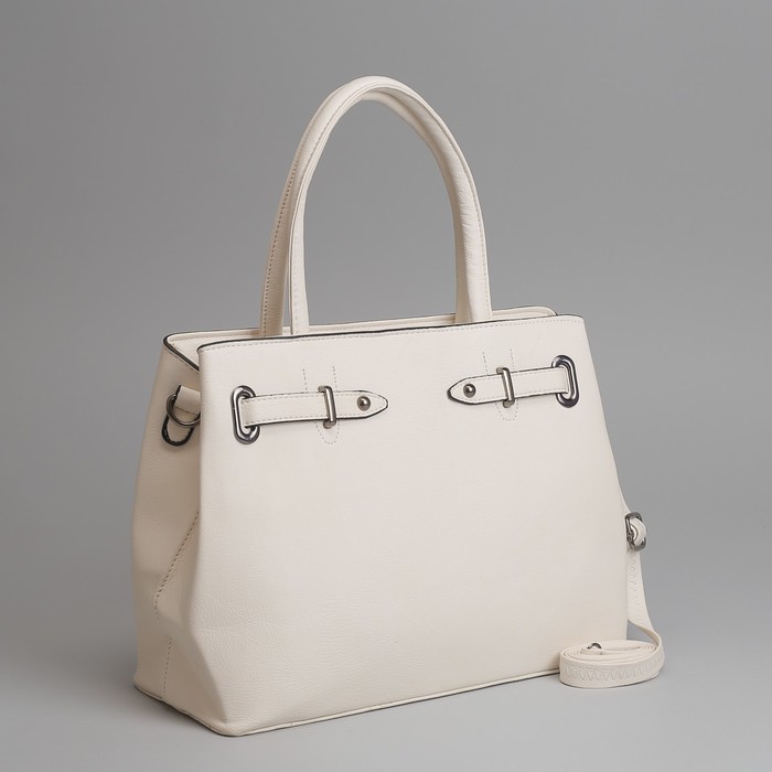 Сумка женская, отдел с перегородкой на молнии, наружный карман, длинный ремень, цвет белый