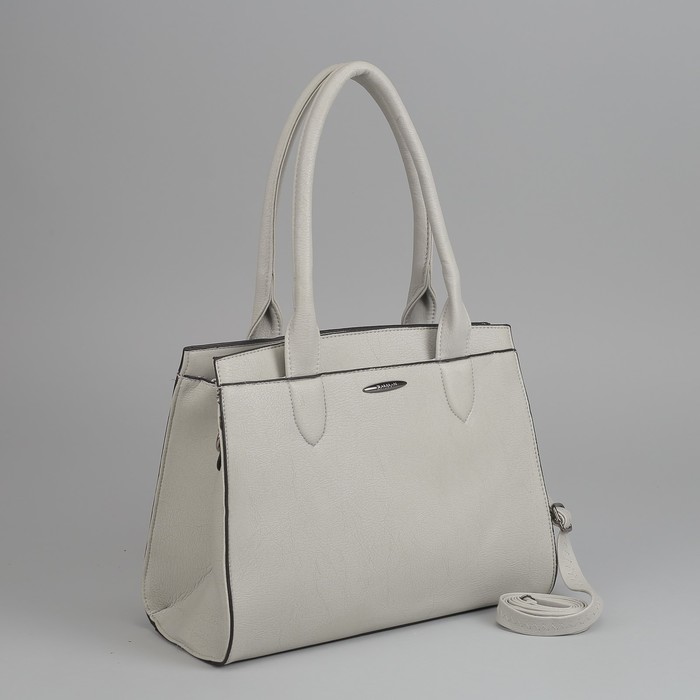 Сумка женская, отдел с перегородкой на молнии, наружный карман, длинный ремень, цвет серый