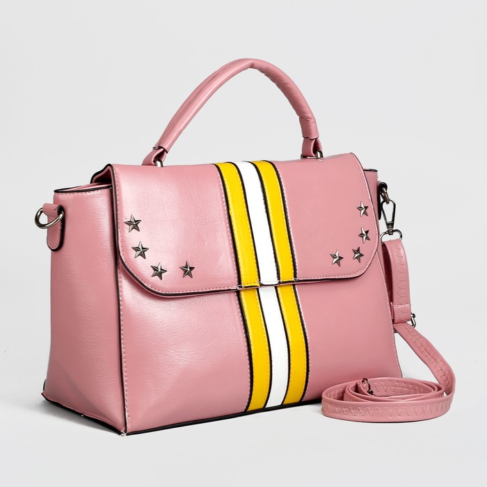 Сумка женская, отдел с перегородкой на молнии, наружный карман, длинный ремень, цвет розовый