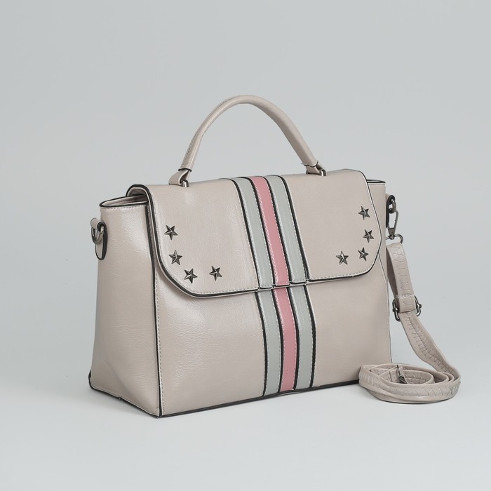 Сумка женская, отдел с перегородкой на молнии, наружный карман, длинный ремень, цвет молочный