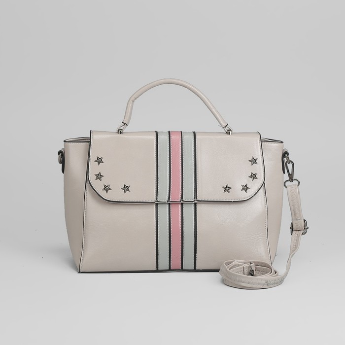 Сумка женская, отдел с перегородкой на молнии, наружный карман, длинный ремень, цвет молочный