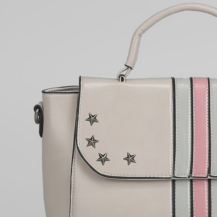 Сумка женская, отдел с перегородкой на молнии, наружный карман, длинный ремень, цвет молочный