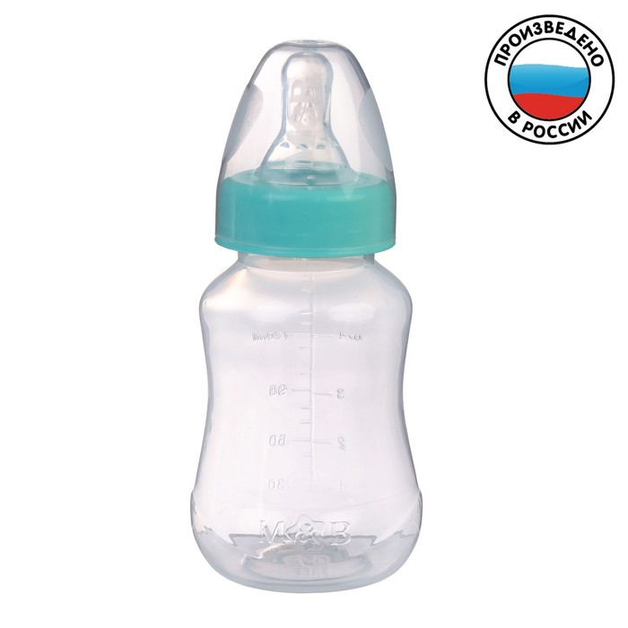 Бутылочка для кормления детская приталенная, 150 мл, от 0 мес., цвет бирюзовый