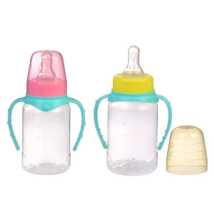 Бутылочка для кормления детская классическая, с ручками, 150 мл, от 0 мес., цвет бирюзовый