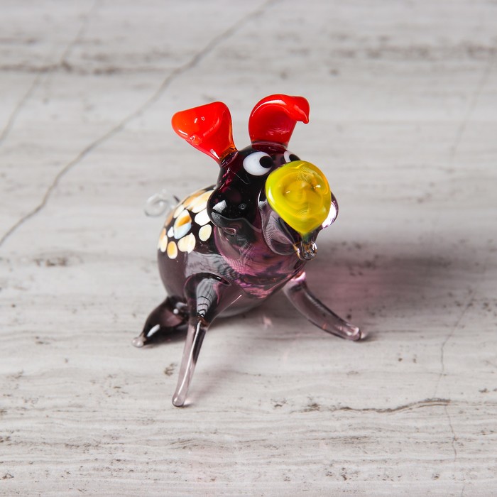 Сувенир из стекла миди "Свинка", микс, 5,5 х 5 х 6 см