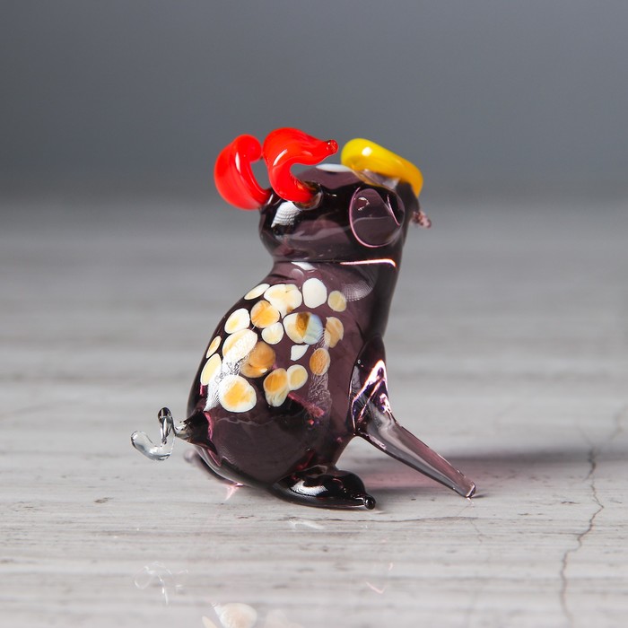 Сувенир из стекла миди "Свинка", микс, 5,5 х 5 х 6 см