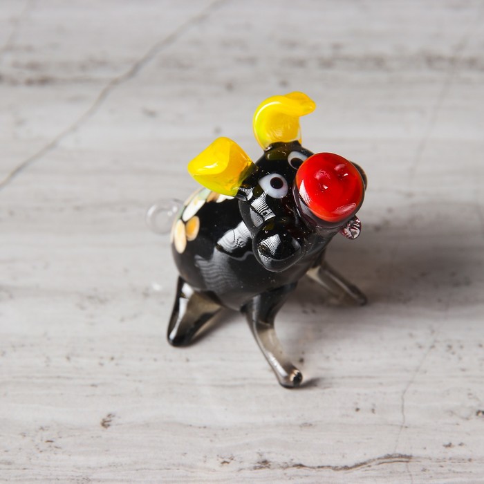 Сувенир из стекла миди "Свинка", микс, 5,5 х 5 х 6 см