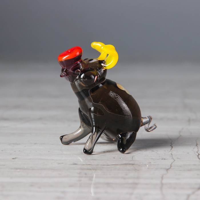 Сувенир из стекла миди "Свинка", микс, 5,5 х 5 х 6 см