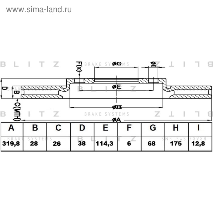 фото Диск тормозной передний blitz bs0250