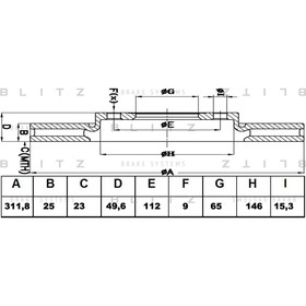 

Диск тормозной передний вентилируемый BLITZ BS0339