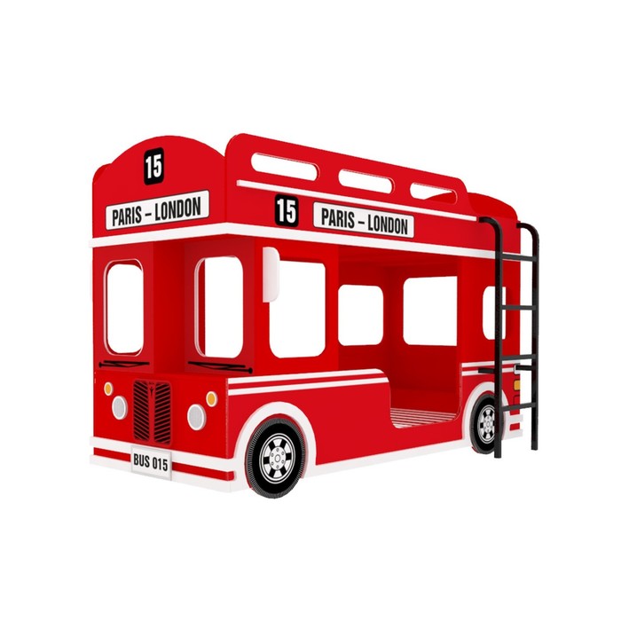 Кровать двухъярусная London "Bus", 90х190 см, красный