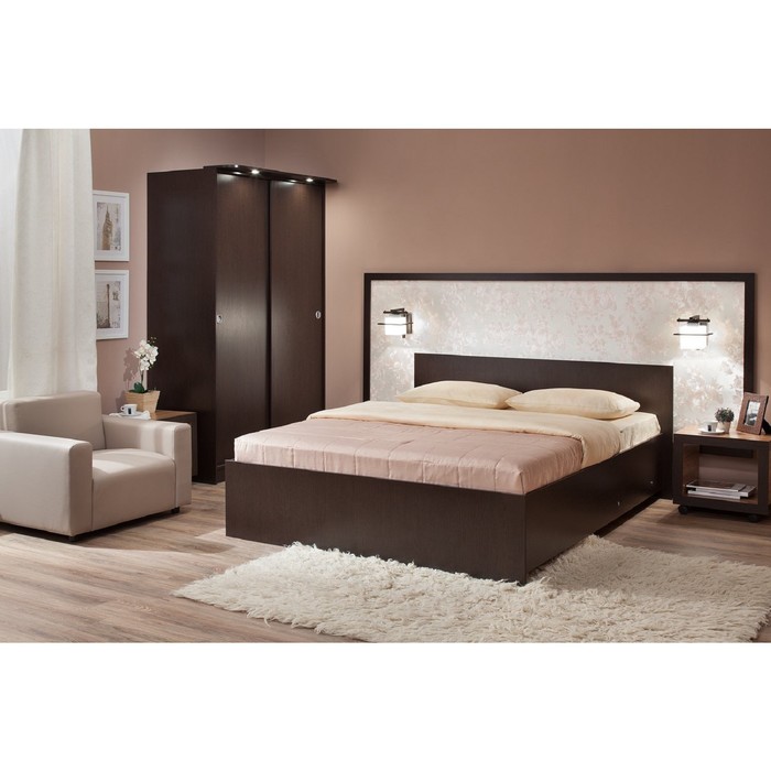 Кровать с ПМ "Эко", с основанием, 140х200 см, венге