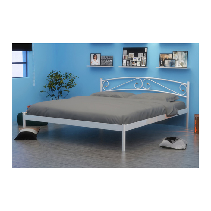 Кровать без ПМ "Люкс", с основанием, 90х200 см, белый