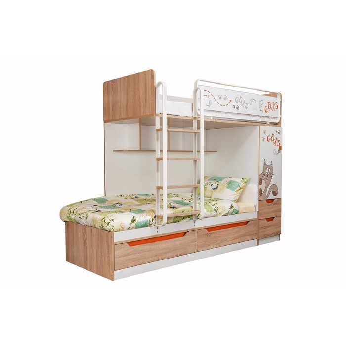 Кровать "Китти" двухъярусная, 80х190 см, белый шагр