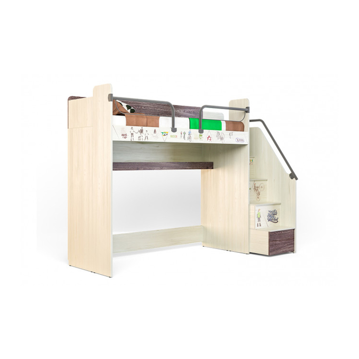 Кровать-чердак "Актив", 80х200 см, цвет сосна/ясень анкор