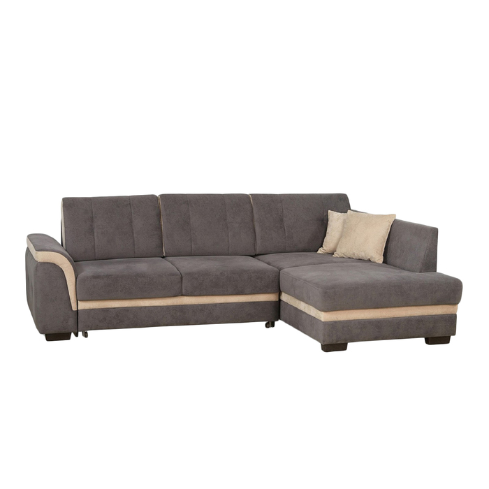 Угловой диван "Денвер", правый угол, ткань, серый