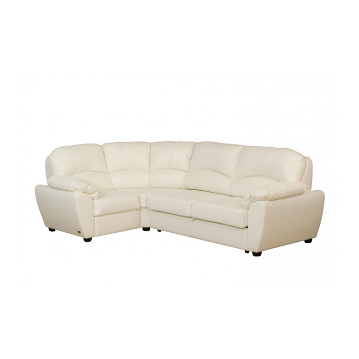 Угловой диван "Эвита", левый угол, натуральная кожа, белый