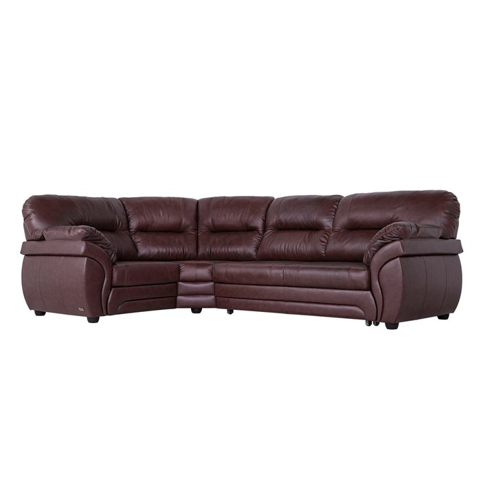 Угловой диван "Бруклин", правый угол, натуральная кожа, коричневый