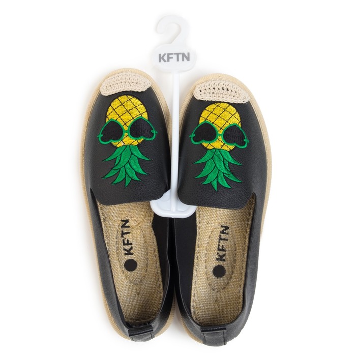 Эспадрильи женские KAFTAN кожзам "Ананас", р-р 39, чёрный