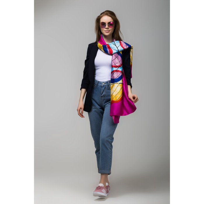 Палантин женский в коробочке MINAKU "Кристин", размер 180х70 см, цвет розовый