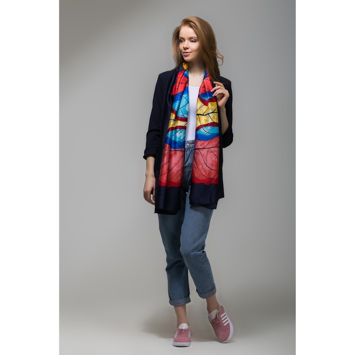 Палантин женский в коробочке MINAKU "Кристин", размер 180х70 см, цвет тёмно-синий