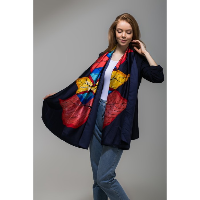 Палантин женский в коробочке MINAKU "Кристин", размер 180х70 см, цвет тёмно-синий