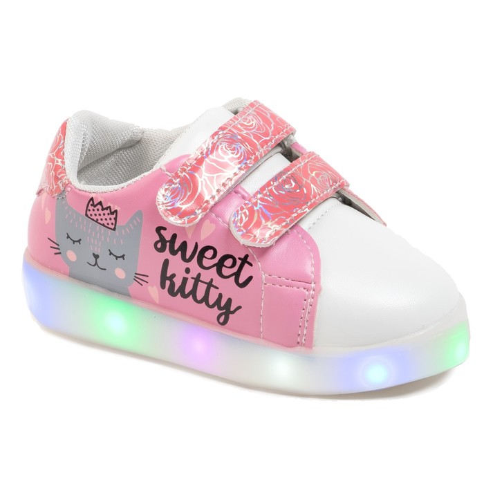 Кеды с мигающей подошвой Крошка Я "Кошечка", цвет розовый, размер 27
