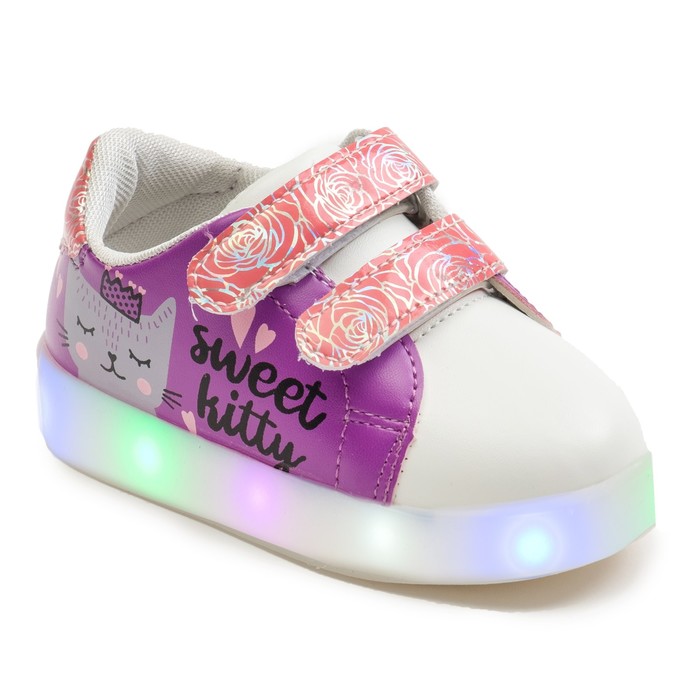 Кеды с мигающей подошвой Крошка Я "Кошечка", цвет лила, размер 26